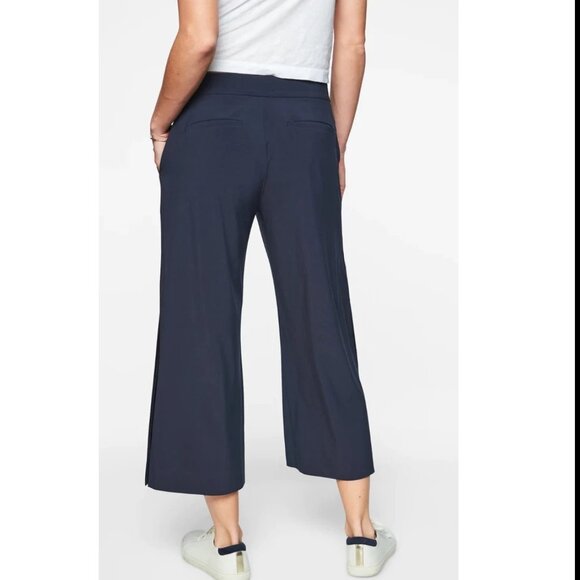 Athleta Tribeca Crop City Pants Navy Wide Leg Size 4P Navy Blue - Picture 2 of 14